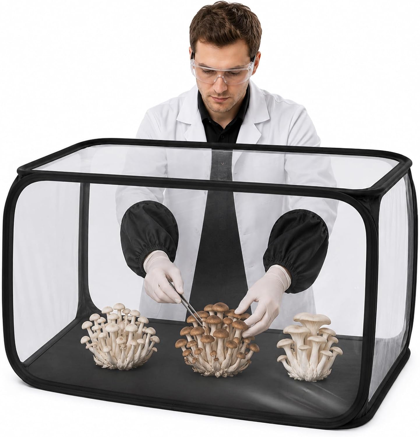 MCleanPin Still Air Box Mushroom Grow Tent Indoor Mushroom Growing Kit Mycology Incubator Greenhouse Propagation Box Home Plant Cultivation Supplies Black