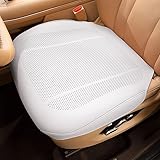 Soft leather Car Seat Cover Universal Fits Most Cars For Mercedes Benz GLA C-class E-class GLK GLC For BMW X1 X3 X5 3 5 Series For Toyota RAV4 Camry For Ford F-150 etc.Seat Cushion Covers (White)