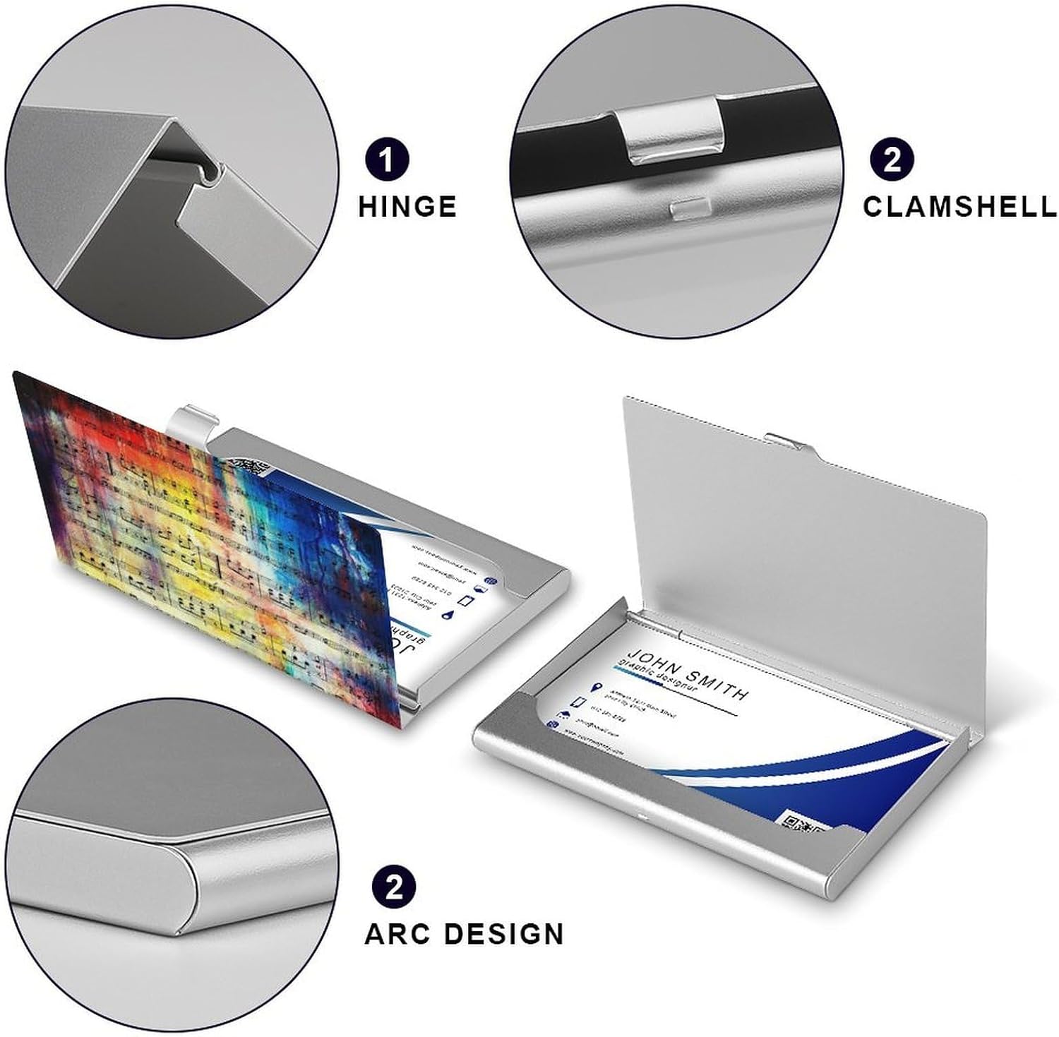 Vintage Music Note Business Card Holder Slim Aluminum Alloy Name Card Holder Professional Name Card Case Personalized Business Card Wallet Minimalist Pocket Metal Case for Women Men image 4