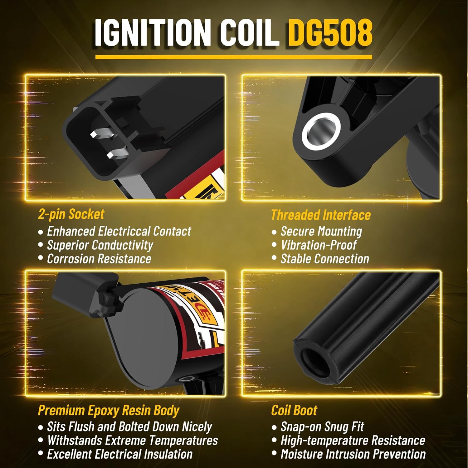Set of 8 DG508 Ignition Coil Pack - Compatible with Ford Lincoln Mercury 4.6L 5.4L V8, Replacement for F-150 Expedition Mustang Crown Victoria Grand Marquis Super Duty (Select 1997-2011 Models)
