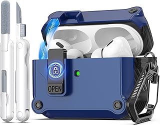 Sponsored Ad – R-fun Case Compatible for Airpods Pro 2nd/1st Gen (2023/2022/2019) with Auto Snap Switch, Secure Lock Clip Case Design for Airpods Pro (USB-C/Lightning Cable) with Keychain for Men Women,Blue