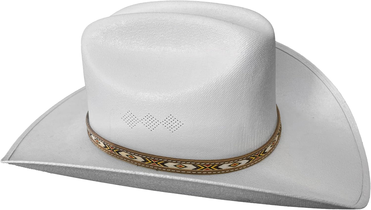 Genuine Leather Hat Band with Woven Center Trim and Adjustable Buckle for Cowboy Hats, Authentic Western Style - Image 5