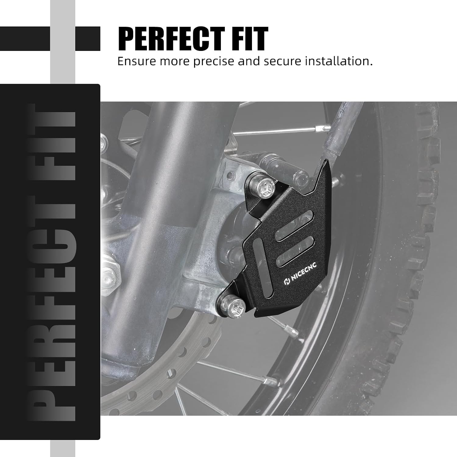 NICECNC Front Brake Caliper Shield Front Brake Caliper Protective Cover Compatible with Kawasaki KLR650 2008-2024, Aluminum, CNC, Anodization, Black