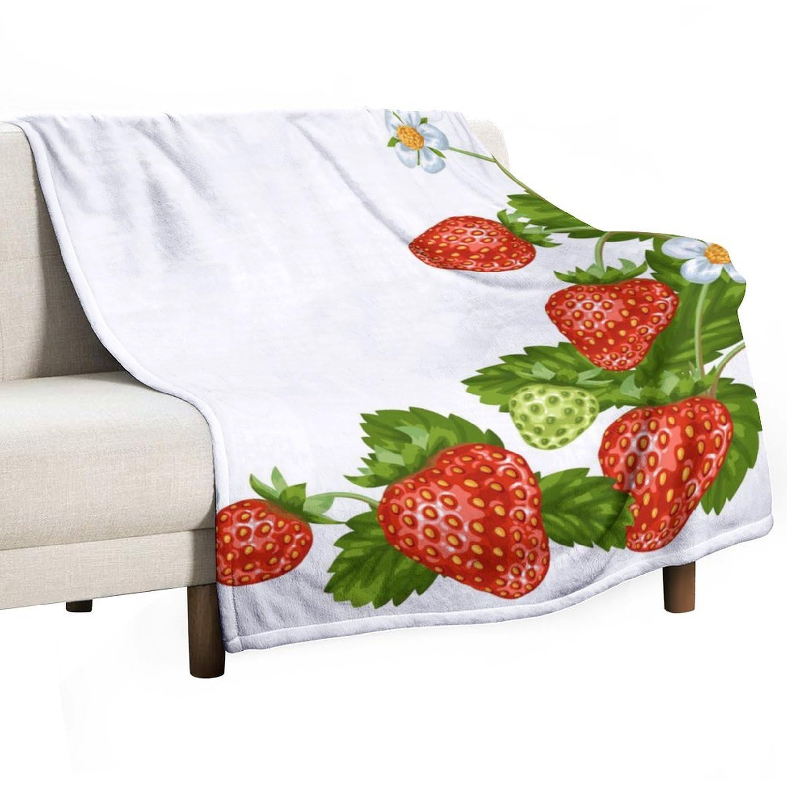 MHYRAC Flannel Blanket, Strawberry Throw Blanket for Couch Sofa Bed Office, Soft And Comfortable Without Pilling