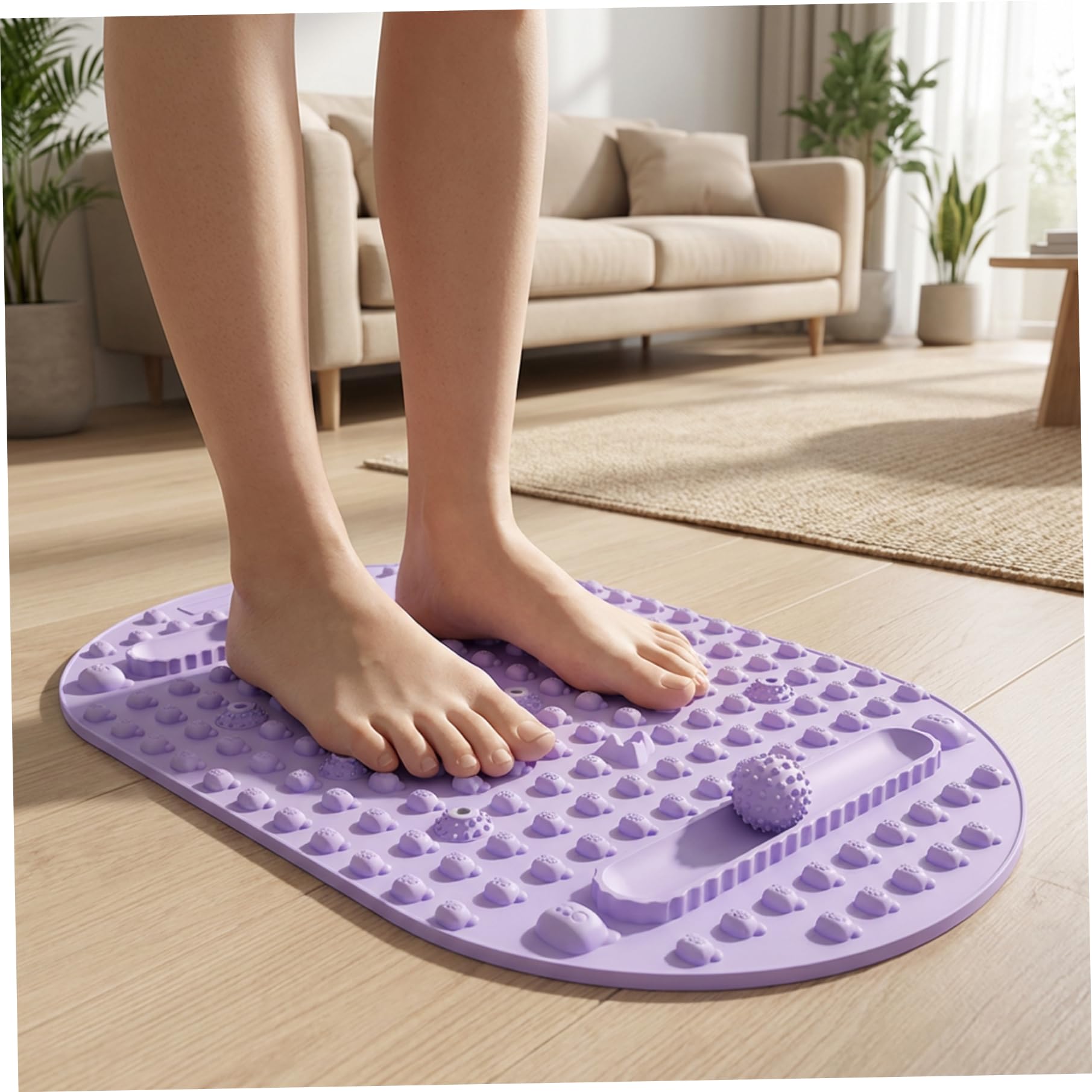 Tapis de massage des pieds, tapis d'acupression avec nœuds de réflexologie – Coussin en silicone antidérapant extra épais pour le yoga, l'intérieur