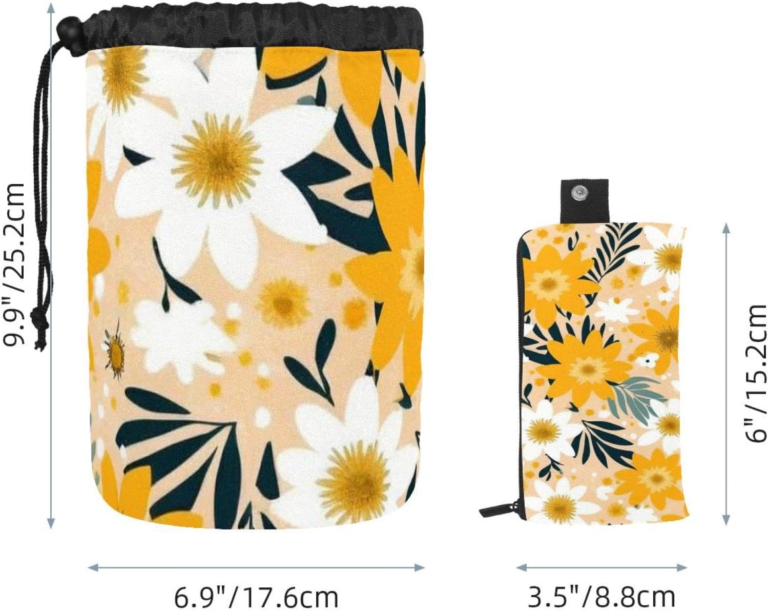 2PCS Colorful Sunflowers-358 Travel Cosmetic Bag Makeup Organizer: Stylish Bathroom Cases with Drawstring, Cylindrical & Small Toiletry Bag image 5