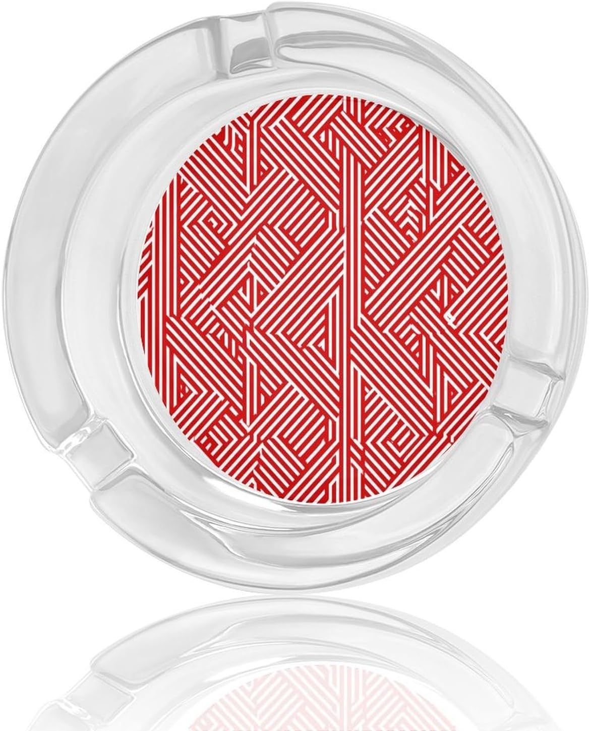 Red Stripes Maze Glass Ashtrays Round Portable Ash Tray for Office Home Patio Decor