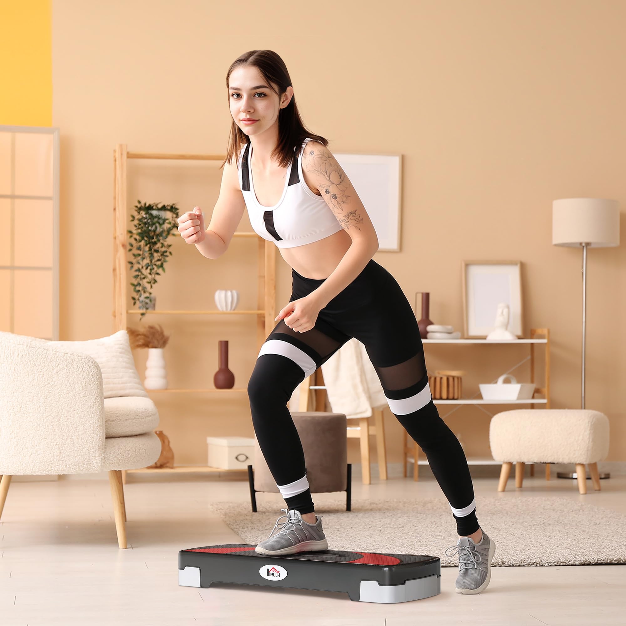 HOMCOM Stepper Fitness Aerobic - Aosom.fr x FFHandball - hauteur réglable 10/15/20 cm surface antiderapante en plastique 80 x 31 x 20 cm