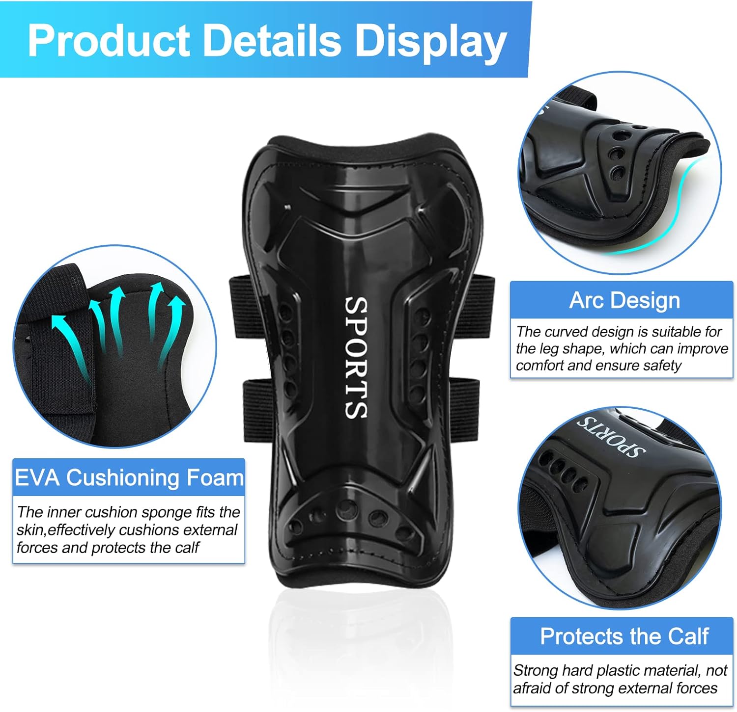 Geekism Sport Soccer Shin Guards - Shin Pads Child Calf Protective Gear, Lightweight Protective Football Equipment, for 3-15 Years Old Girls Boys Toddler Teenagers : Sports & Outdoors