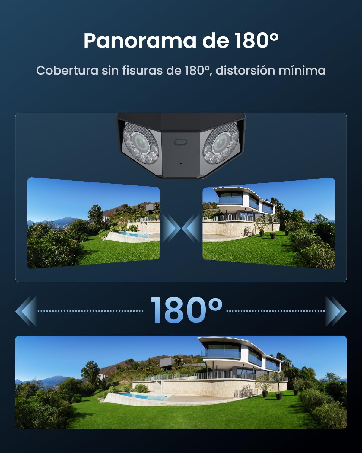 Reolink 16MP Camara Vigilancia WiFi Exterior con Doble Lente, Vista Panorámica de 180°, Trayectoria, Detección Inteligente, Wi-Fi 6 de 2,4/5GHz, Foco de Visión Nocturna, Grabación 24/7, Duo 3 WiFi