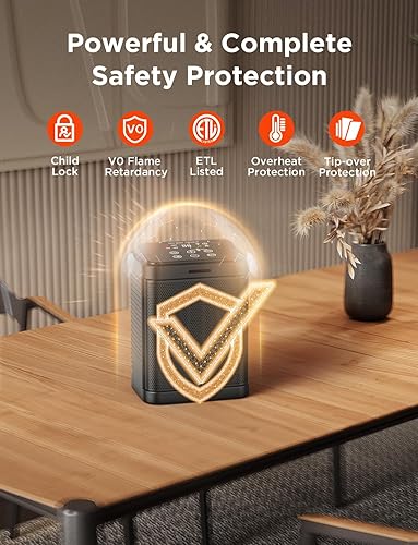 Miniatura 20 de Calentador de espacio pequeño, calentador portátil de cerámica de 1500 W para uso en interiores, protección de seguridad contra sobrecalentamiento
