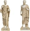 Set of Greek Philosophers Socrates Plato Figurines Alabaster Statues Gold Tone 9.5 Inches