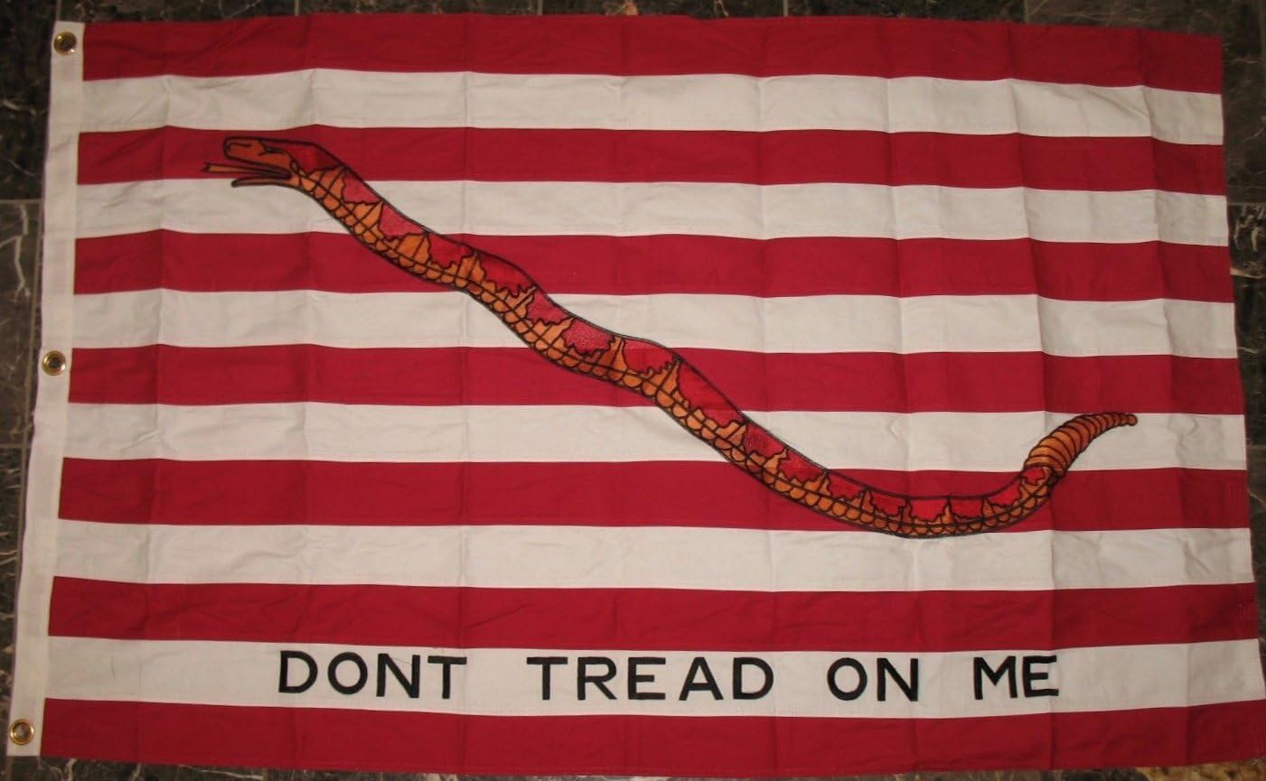 First Navy Jack Embroidered Sewn Flag 3'x5' Gadsden Cotton Banner with Clips