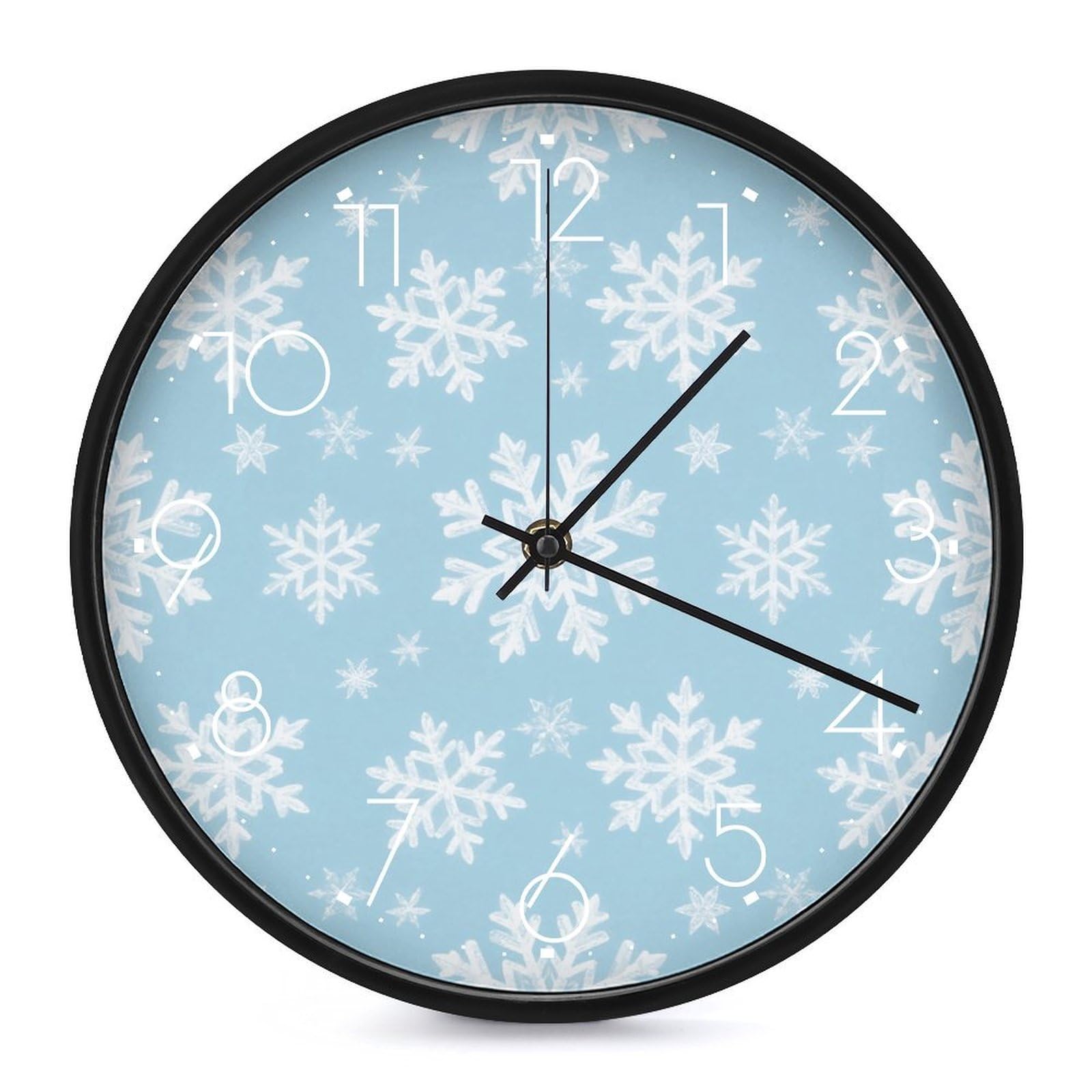 Horloge murale silencieuse et sans tic-tac au design bleu flocon