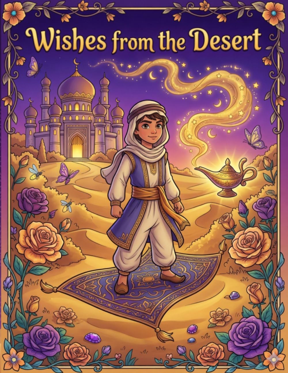 Wishes from the Desert: The Ultimate Arabian Adventure Coloring Book: Magical Desert Scenes to Color — Genies, Flying Carpets & Ancient Treasures | Ages 8-16