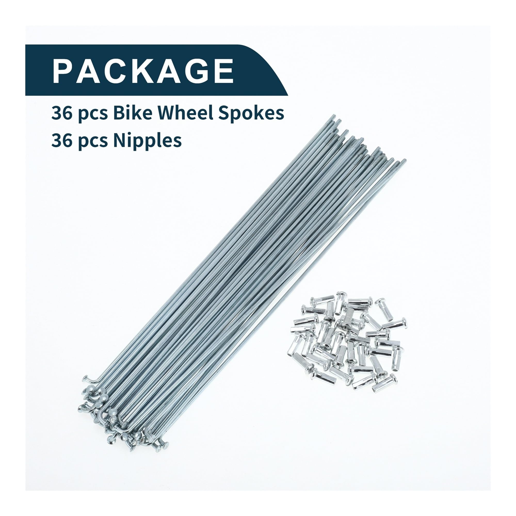 13G Zincato per Raggi Della Bicicletta 173-265mm Set Tono Argento Nipples per MTB Road Bike Wheel Repair