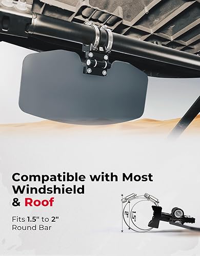 Miniatura 7 de KEMIMOTO Visera Solar UTV 2025 2024, Viseras Solares Polarizadas Anti-Deslumbramiento que se Ajustan a Barras de Rodillo de 1.5"-2" con Parabrisas