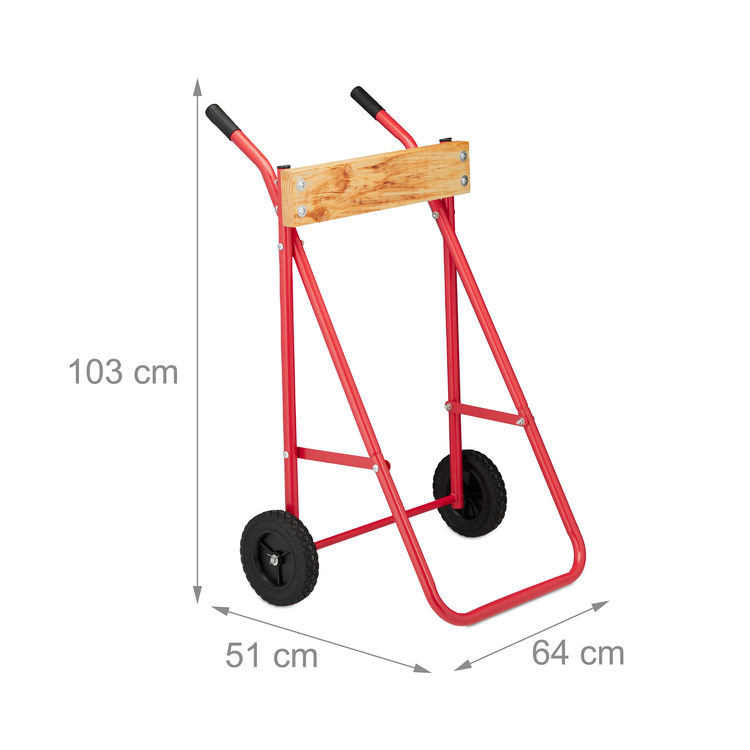 Relaxdays Supporto per Motore Fuoribordo, Carrello per Il Trasporto e Lo Stoccaggio, in Acciaio, Fino a 100 kg, Rosso