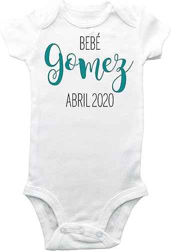 Miniatura 3 de Apellido de Bebé con mes y año Bodysuit, Español Spanish Custom Birth Announcement Bodysuit, Newborn Photo Onesie, Baby Boy Birth Announcement,