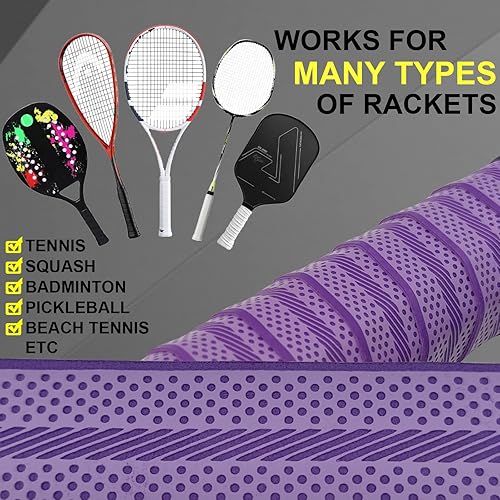 Miniatura 5 de Cinta de agarre para raqueta de tenis, cinta de agarre de puntos con patrón que absorbe el sudor, agarre antideslizante para raqueta de tenis,