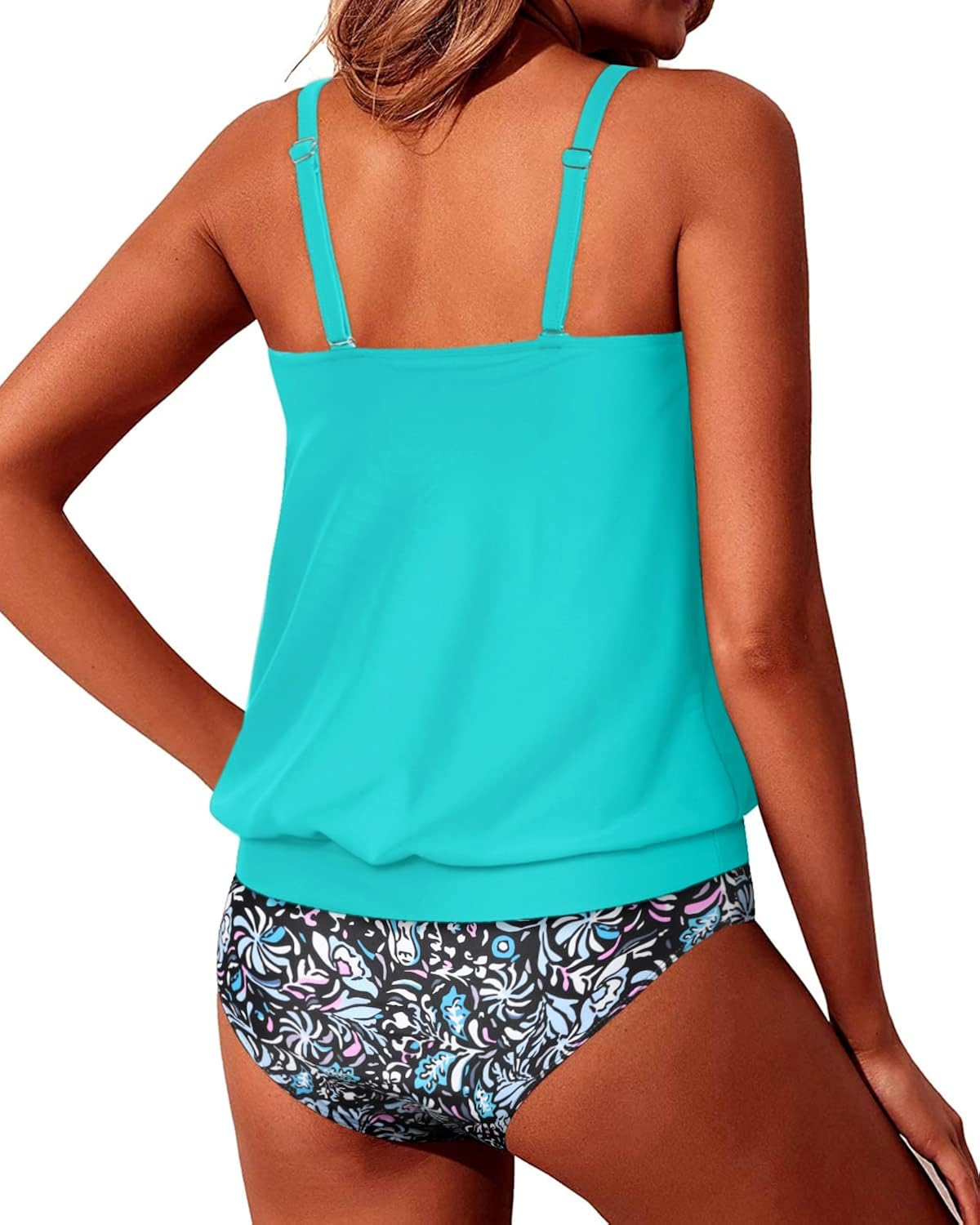 Miniatura 4 de Yonique - Trajes de baño tipo blusón, estilo tankini y de dos piezas, para mujer, diseño modesto y con ajuste holgado