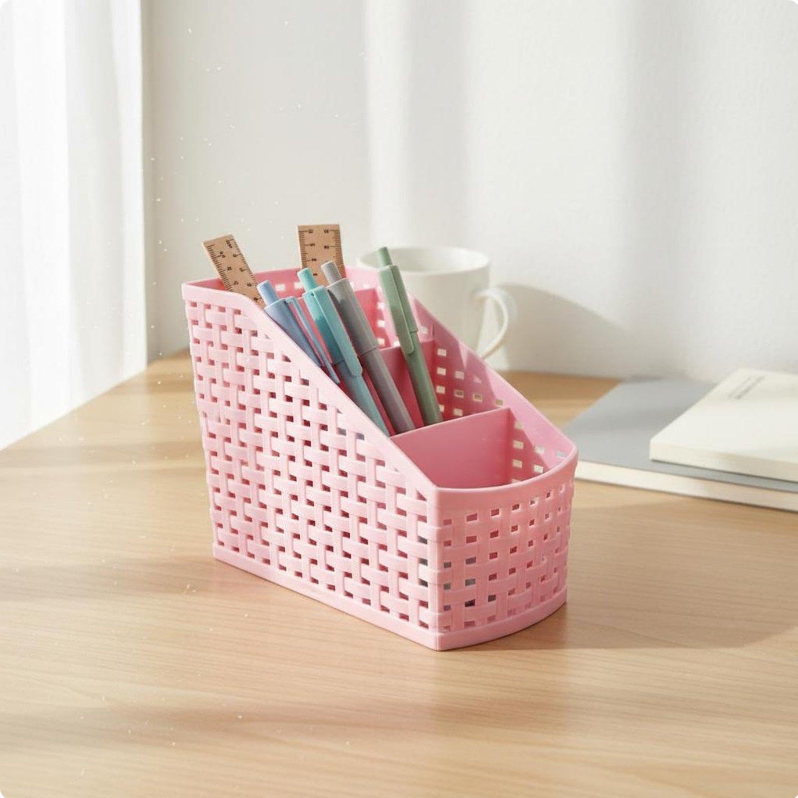 Set di 6 Portapenne Da Scrivania in Plastica PP, Organizer Da Tavolo, Portaoggetti per Penne, Salvaspazio, Design Inclinato, Ideale per Postazioni di, 6 pezzi