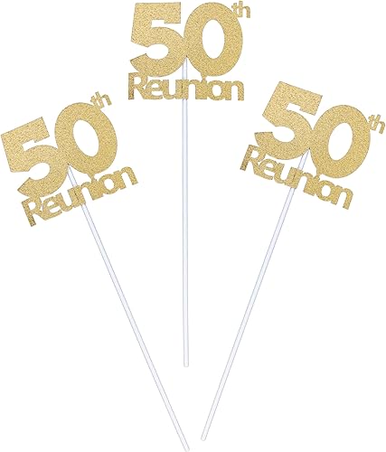 ZeeBestCelebrations - Decoraciones de reunión de 50 años de secundaria, palitos de centro de mesa de reunión 1975, púas de centro de mesa de