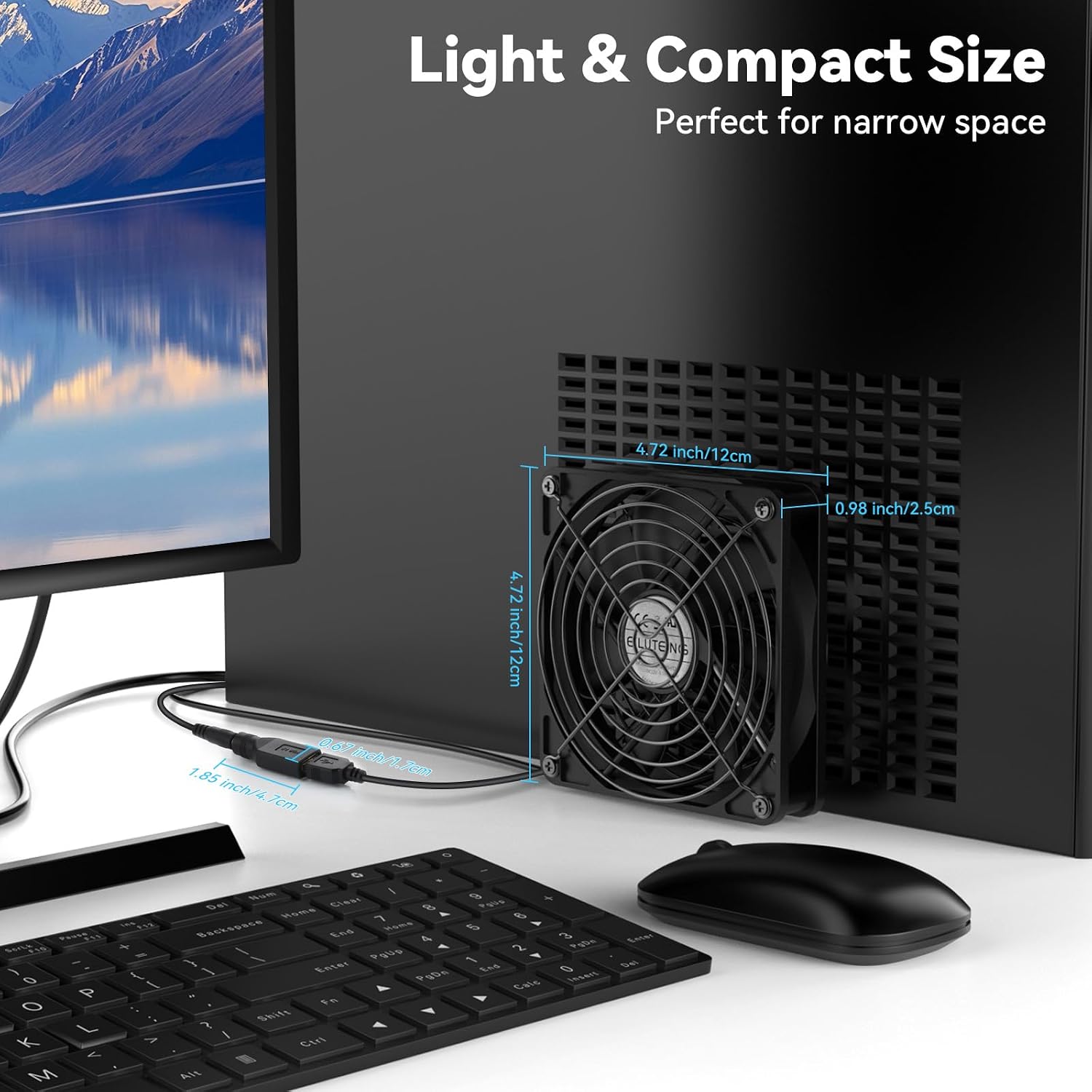 ELUTENG 120mm USB Computer Fan, 5V PC Cooling Fan with 3 Adjustable Speeds image 3