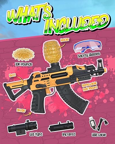 Miniatura 8 de YaGee - Lanzador eléctrico de bolas de gel, lanzador de cuentas de agua, juegos divertidos para patio trasero y al aire libre, dispara bolas de gel