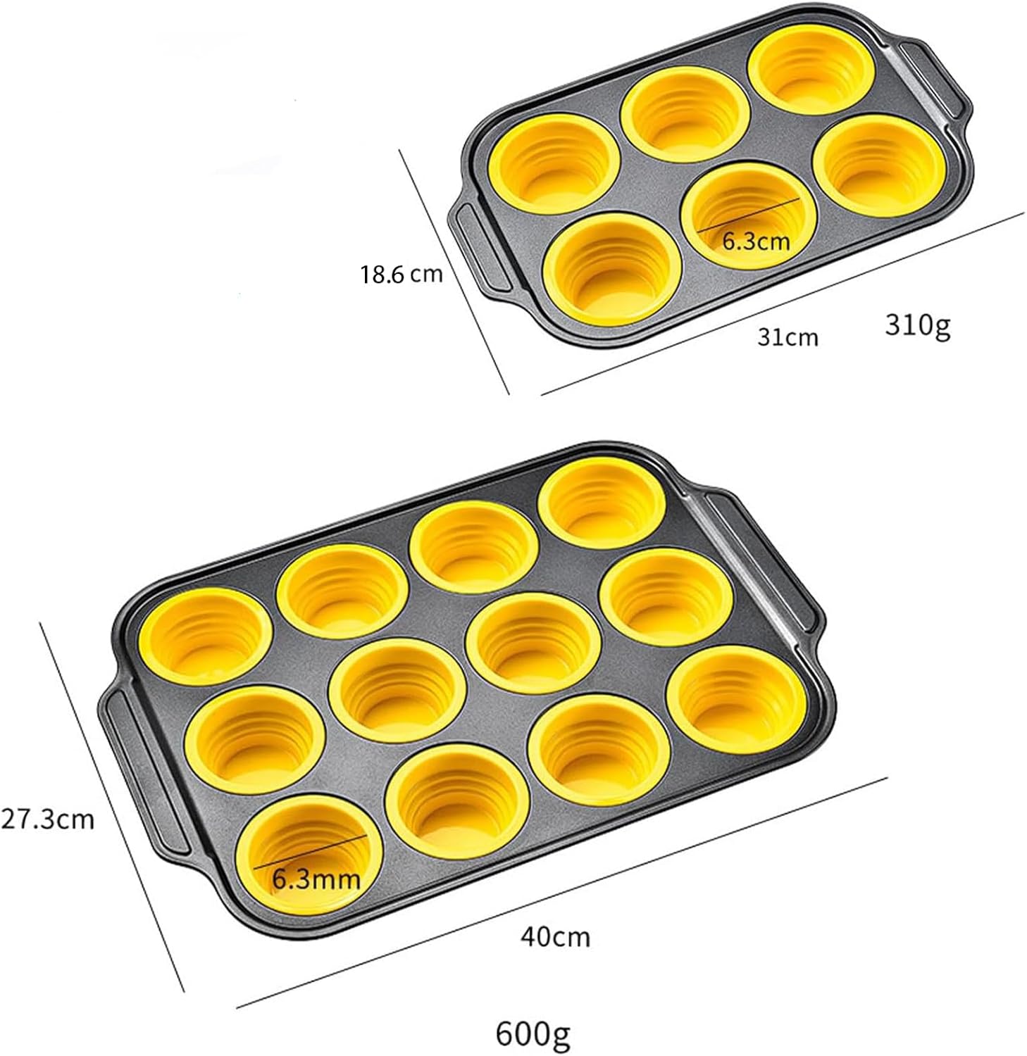 Squeeze Silicone Muffin Molds, 12 Cups Reusable Non Stick Silicone Muffin Pan with Push to Release Mechanism, for Home Kitchen and Parties (Gray-B)