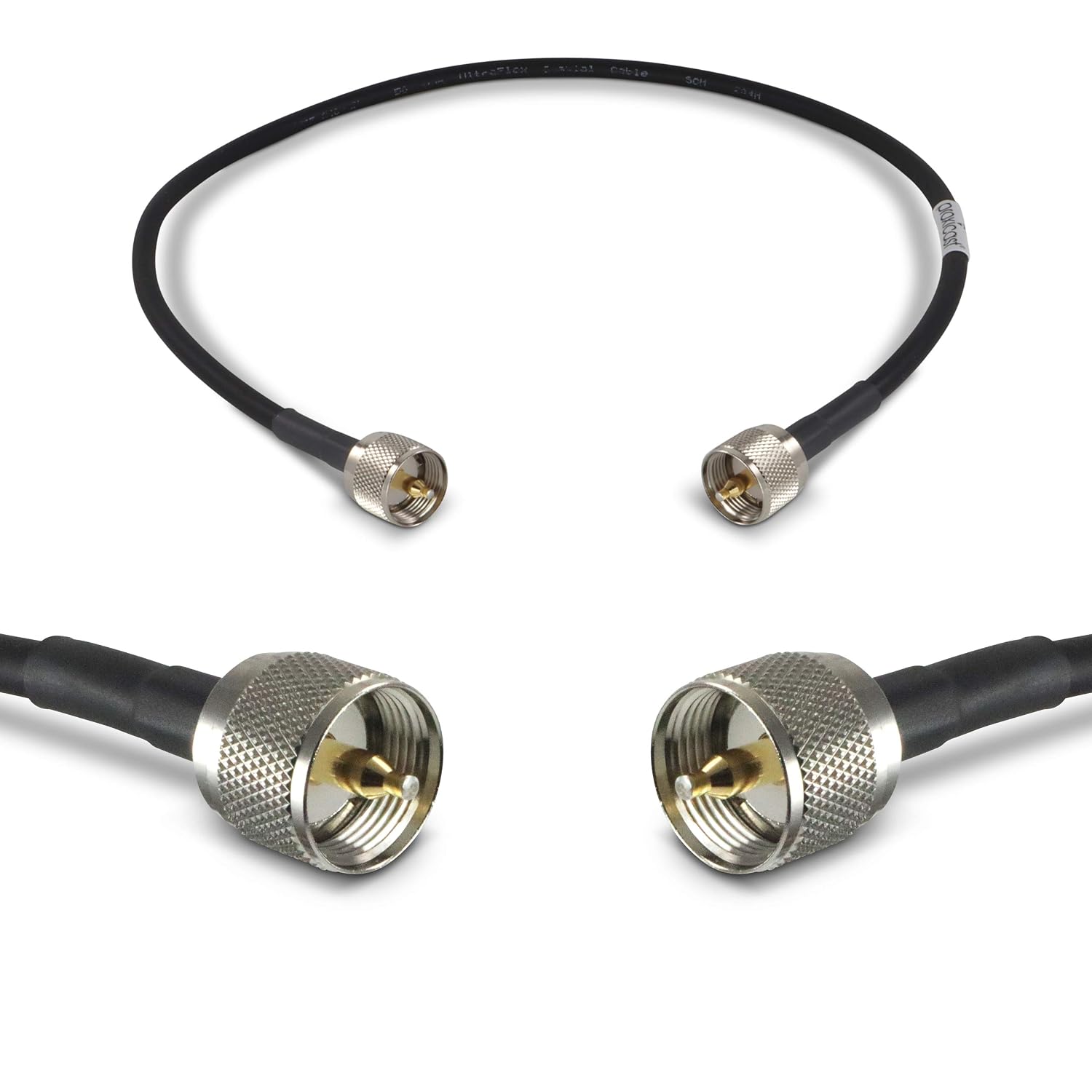 Proxicast 1 ft Ultra Flexible PL259 Male - PL259 Male Low Loss 50 Ohm Coax Cable Jumper Assembly for CB/UHF/VHF/Shortwave/HAM/Amateur Radio Equipment and Antennas (ANT-141-033-01)