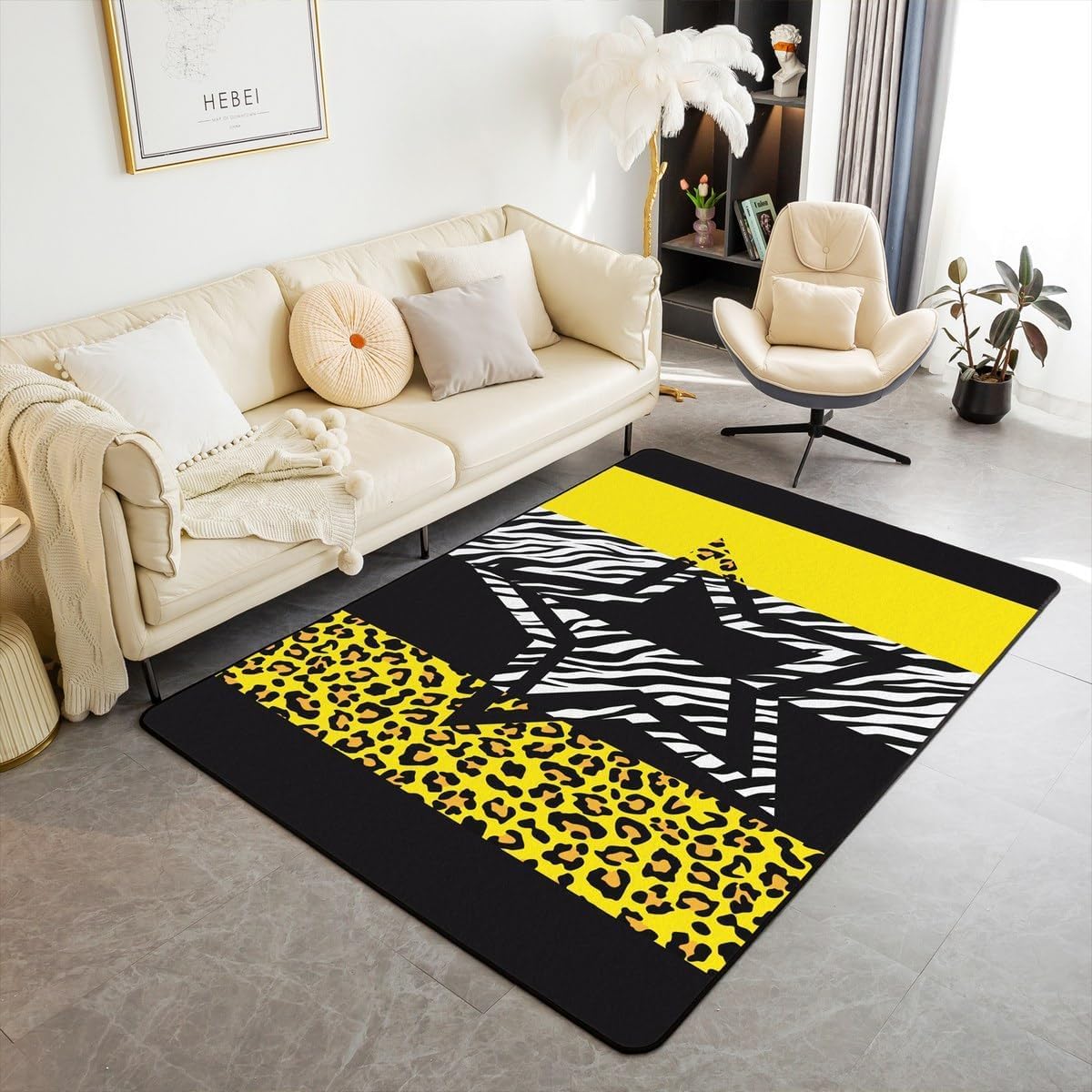 3D Printed Soft Playroom Rug Abstract Leopard Zebra Print 120 X 160 Cm - Low Pile Non-Slip Area Rug - Home Decor Door Mat - Stain Resistant - Low Pile, Non-Shedding - Polyester - Easy Care -5R8V3M8O0K