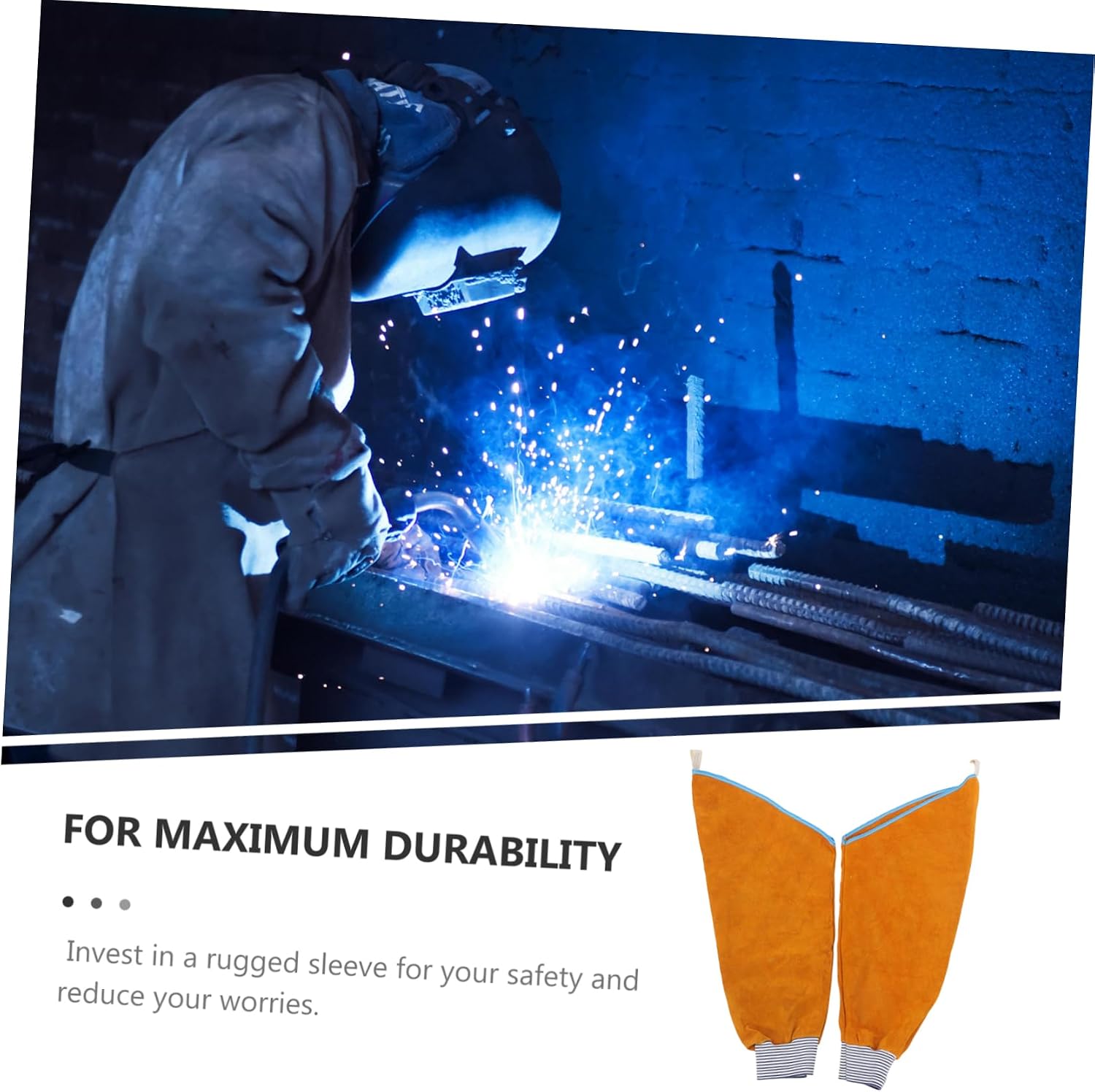 Angoily Leather Welding Arm Protective Sleeves Heat Resistant Spark Resistant Heavy Duty Safety Gear for Welding Construction and Cooking Random Color