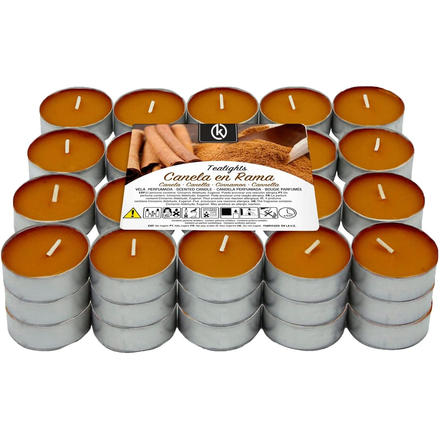 KROWN - Velas de Té Perfumadas, Velas Decorativas Aromáticas (Canela, 100 Velas)