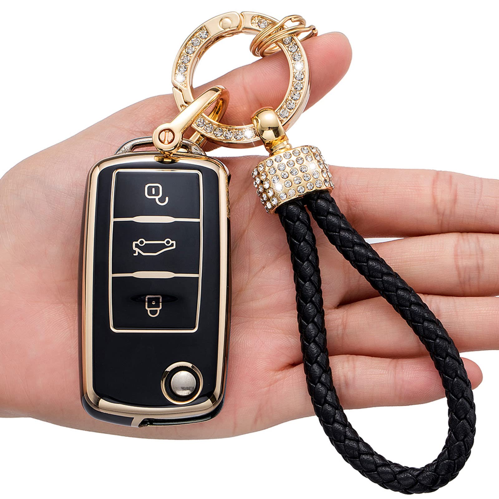 LCXJMWKL for VW Volkswagen Key Fob Cover, Compatible with VW Jetta Beetle Tiguan Passat Golf MK6 Polo