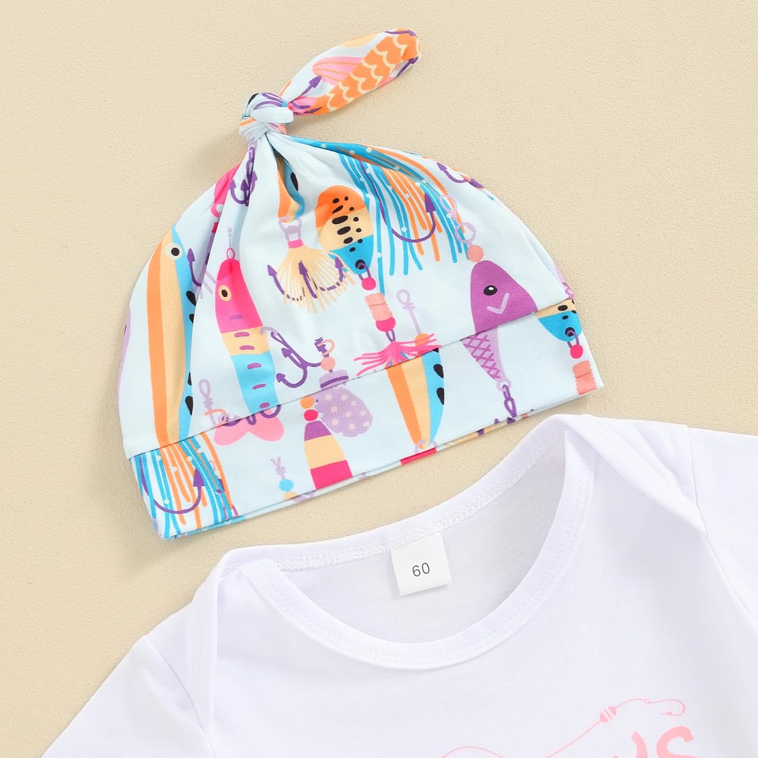 Newborn Baby Boy Girl Summer Clothes Short Sleeve Funny Letters Romper Top Fish Pants Hat 3Pcs Coming Home Outfit - Image 3