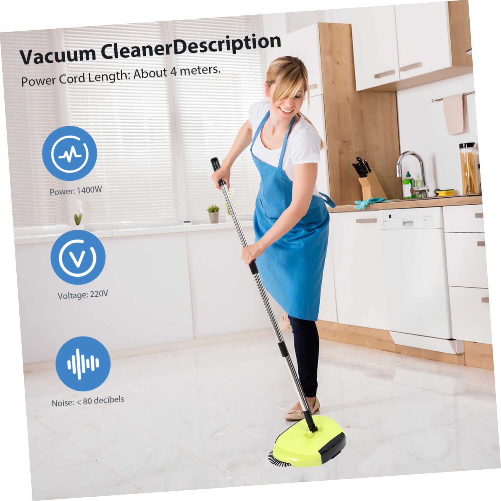 HONMEET Hand-Push Sweeper Broom Dustpan Push Sweeper for Rugs 360° Rotating Head Non-Slip Abs Stainless Steel Easy to Clean Random