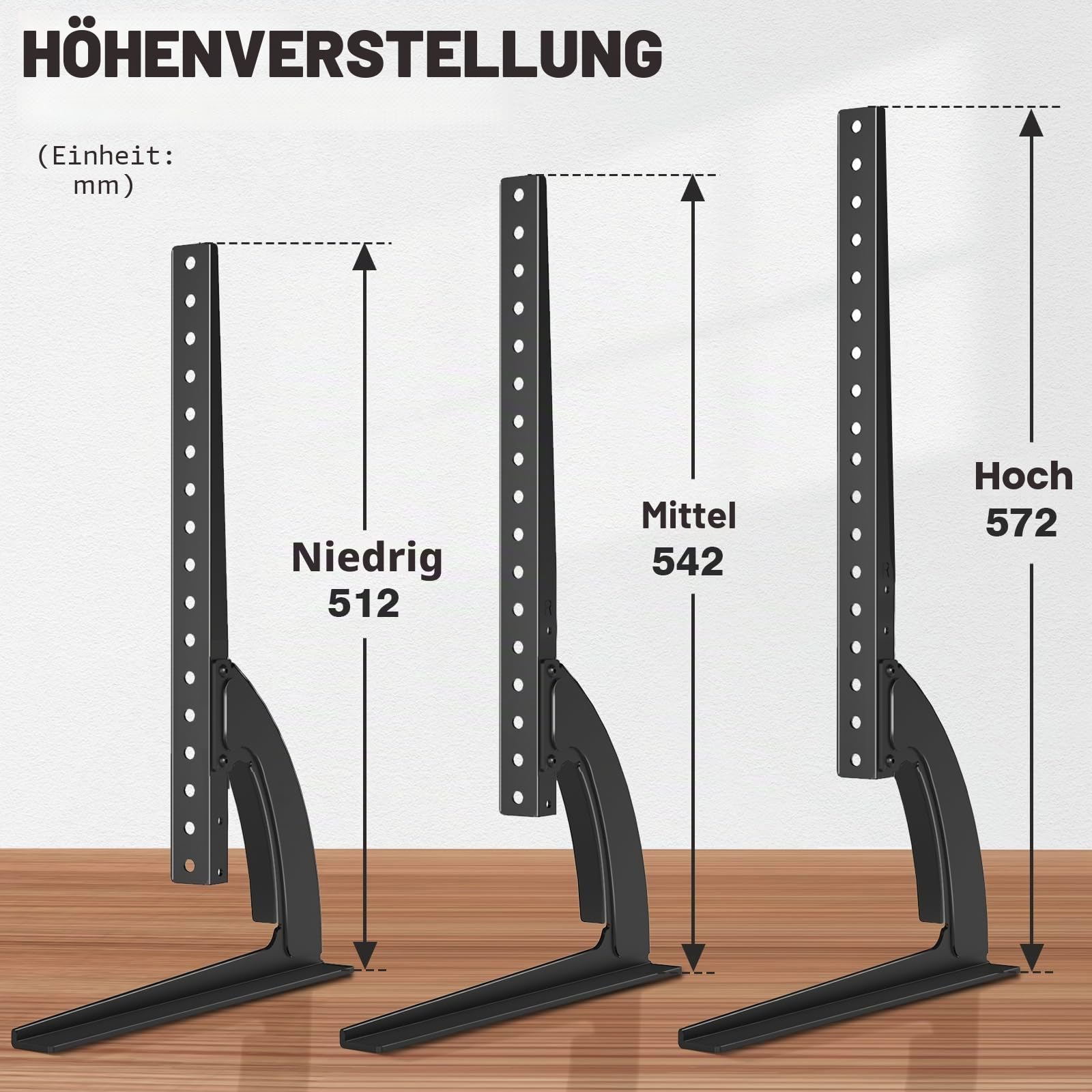 RFIVER Universal-TV-Ständer mit Füßen und Höhenverstellung für die meisten 32-55 Zoll LCD- oder LED-Flachbildfernseher mit Sockel, max. VESA bis zu 800 x 400 mm