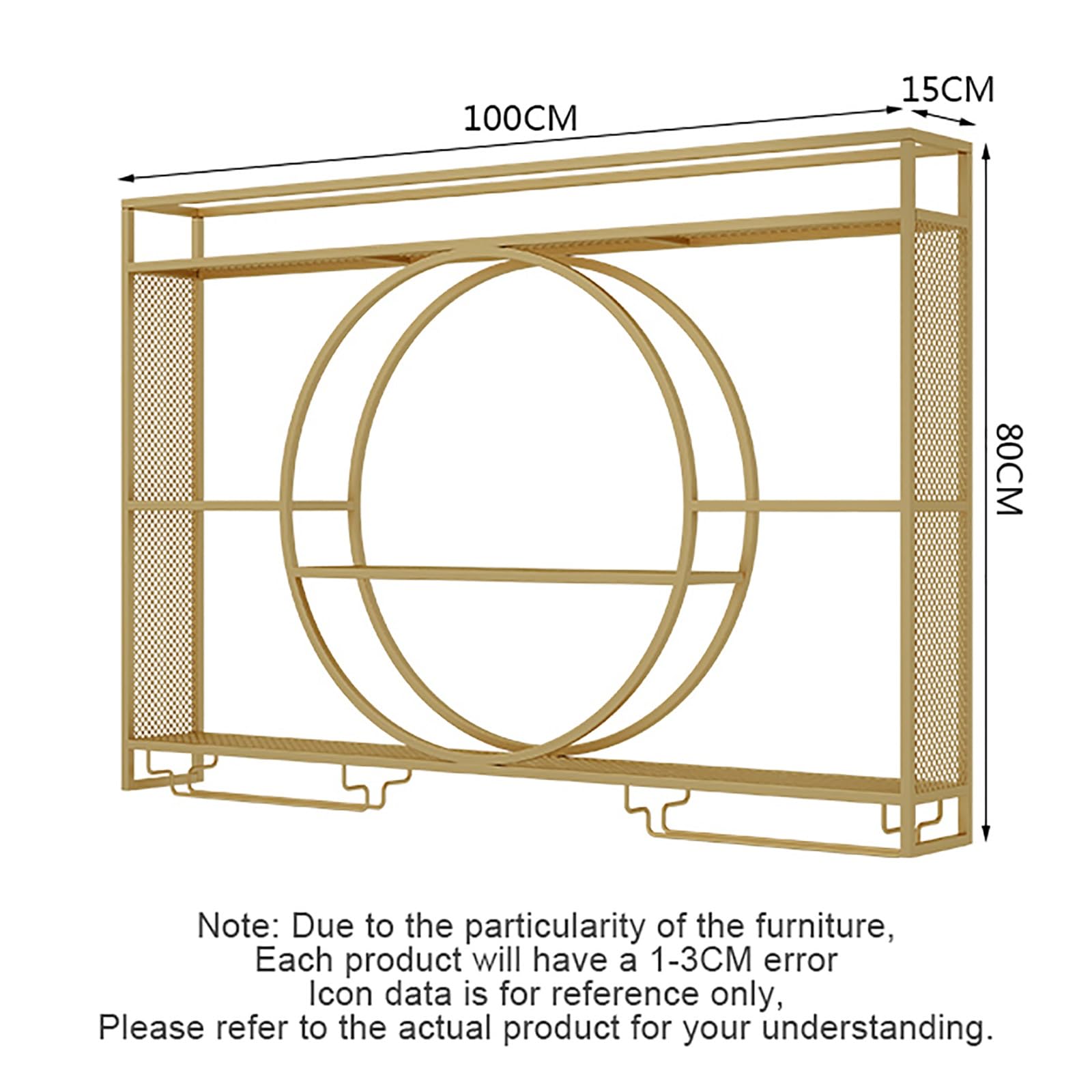 Wine rackLED Wine Glass Rack Liquor Bottle Display Shelf Supports Iron Display Stand Wine Holder Multifunctional Storage for Home Bar Dining Room Kitchen Cafe - Gold 100X1