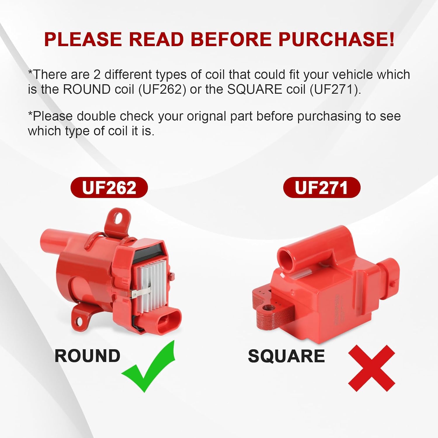 JDMSPEED 8 Round Red Ignition Coil Pack Compatible with 99-07 Chevrolet Express Silverado Tahoe/99-07 GMC Savana Yukon Sierra/04 Buick Rainier/02-06 Cadillac Escalade Replaces# UF262 D585