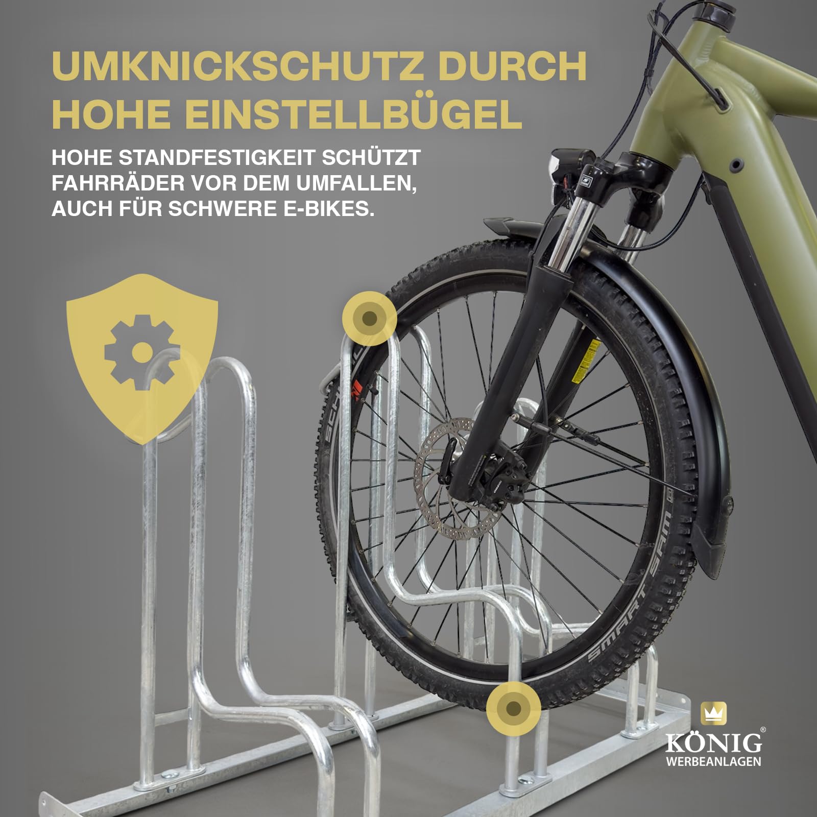 Dreifke Hochwertiger Fahrradständer Standparker Wyk für 5 Fahrräder | Sicherer, robuster Fahrradparker Mountainbike & eBike | einseitig
