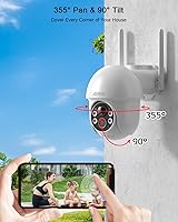 Vista 4 de ANRAN Cámara de seguridad 2K inalámbrica para exteriores, cámara solar para exteriores con visión de 360°, sirena inteligente, focos, visión