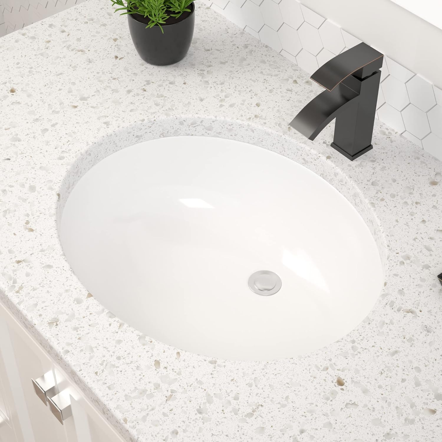 Undermount Bathroom Sink Oval - Dcolora 18"x15" White Porcelain Ceramic Oval Vessel Sink Under Counter Lavatory Vanity Bath Sink Bowl Basin With Overflow