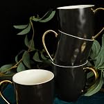 Stone Lain Gold Halo Porcelain Dinnerware Set, Service for 4, Black