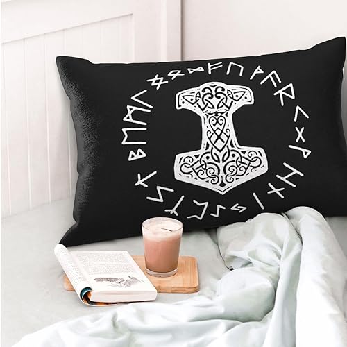 Miniatura 6 de Vikings Mjolnir and Rune Wheel Norse Mythology Symbol Pillowcases Soft and Comfortable Pillowcase 16"x24"