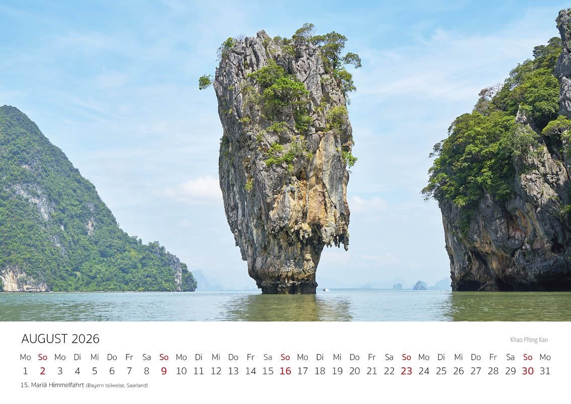Edition Seidel Premium Kalender Thailand 2026 Format DIN A4 Wandkalender Asien Bangkok Buddha Tempel Nationalpark Skyline