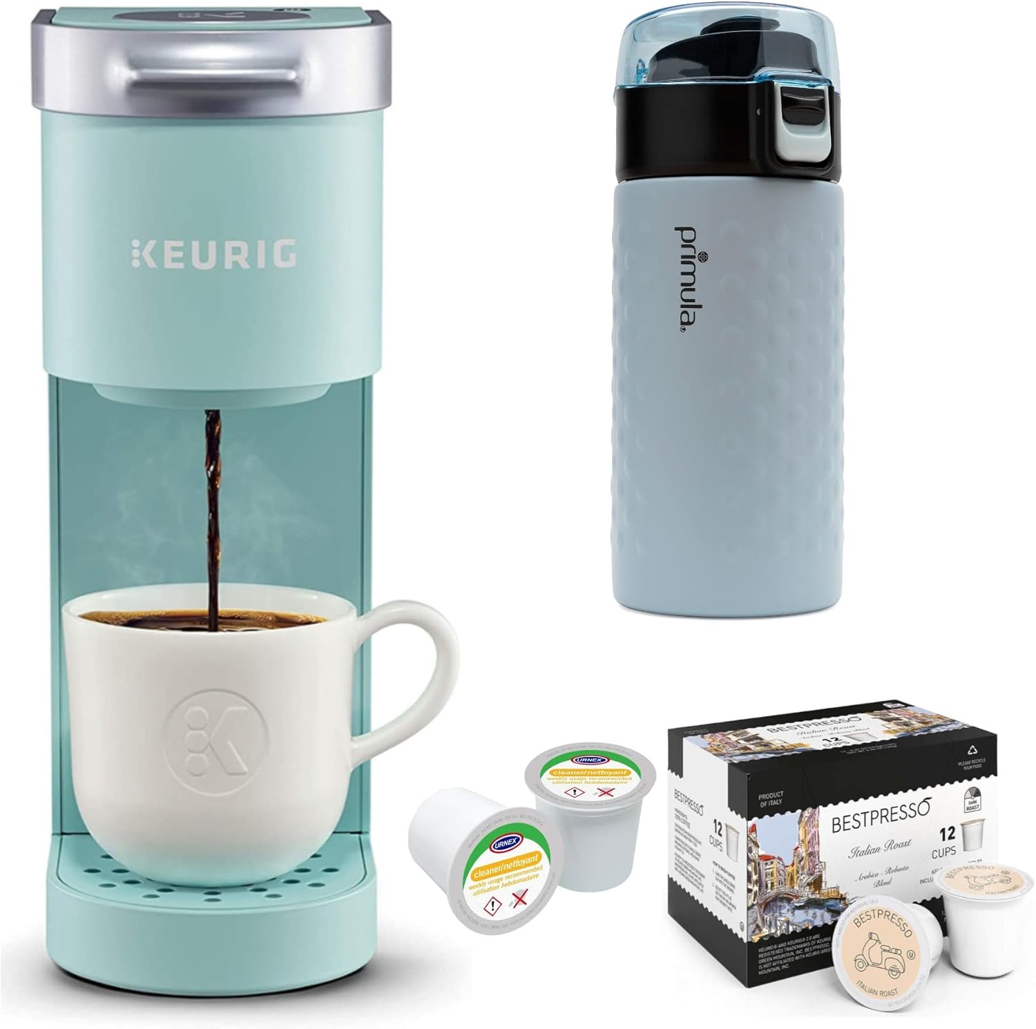 Keurig KMini Single Serve Coffee Maker (Oasis) Bundle with