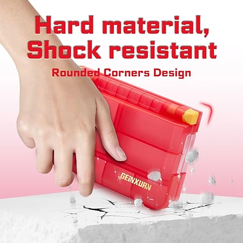 Miniatura 7 de Organizador de piezas de almacenamiento pequeño, caja de plástico portátil roja con divisores, almacenamiento de doble cara, caja de juego de puntas