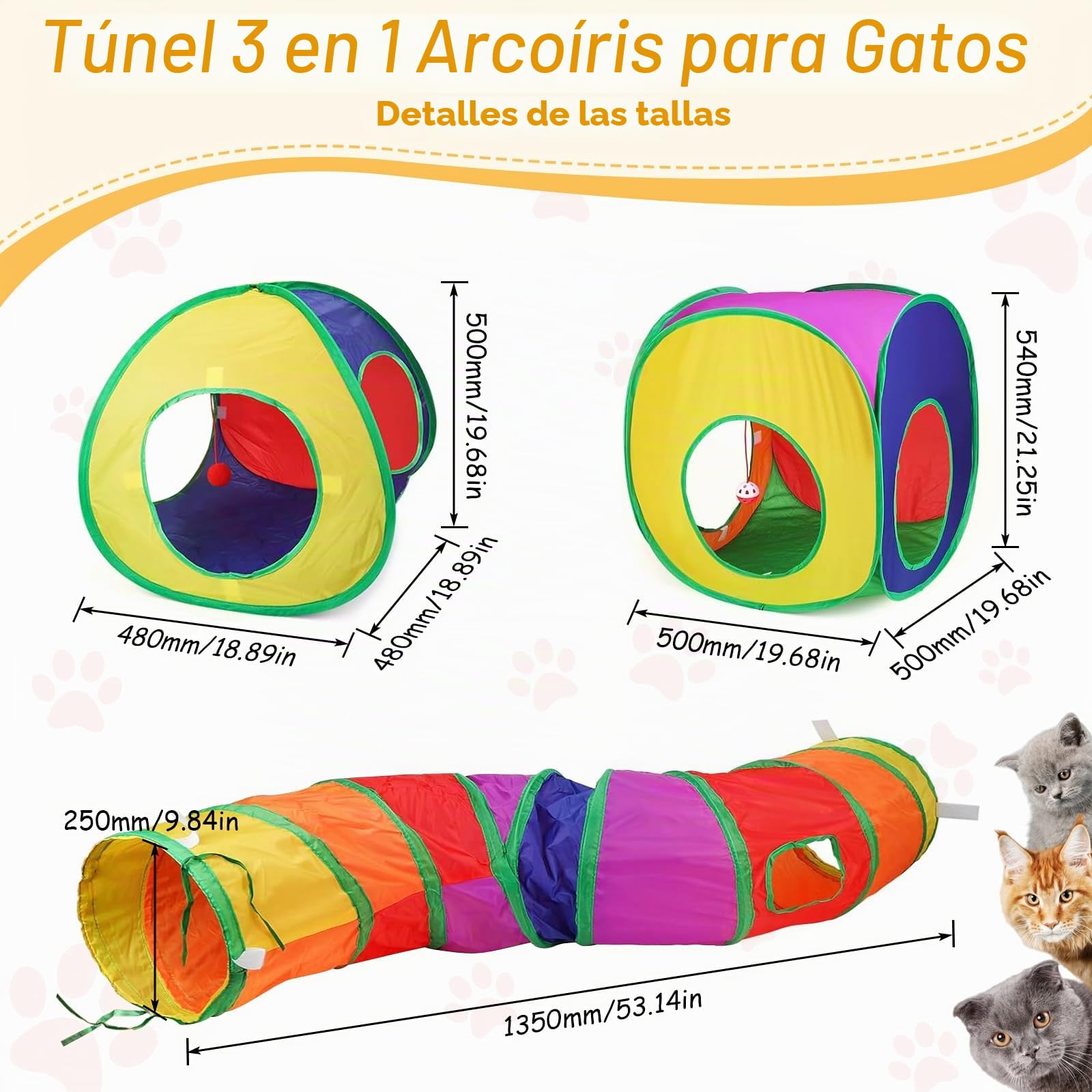 Juguetes Tunel para Gatos Tienda de Campaña para Gato Juegos Tuneles para Gatos Interactivo 3 en 1 Túnel Plegable Juego Pequeños Interactivos Juguete Gato Accesorios para Gatitos Perros Conejos