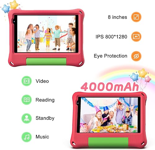 Vista 6 de Tableta para niños de 8 pulgadas, Android 15, Octa-Core 12 GB de RAM + 64 GB de ROM, tableta para niños pequeños con WiFi 6, control parental